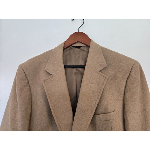 Jos A Bank Blazer Mens 46 Beige 100% Camel Hair 3 Button Sport Coat Jacket - Picture 2 of 9